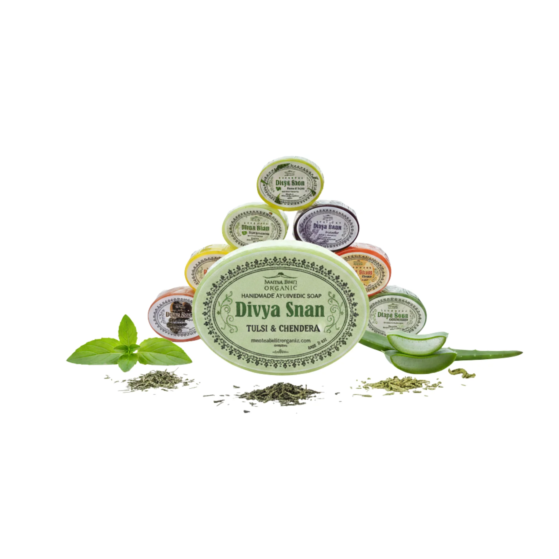 Divya Snan Handmade Herbal Bath Soap – Natural Ayurvedic Soap for Dry Skin (Rose, Neem, Sandalwood & More)